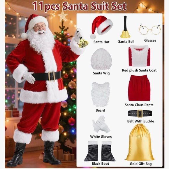 Santa Claus Costume adult - Red and White - Picture 3 of 4